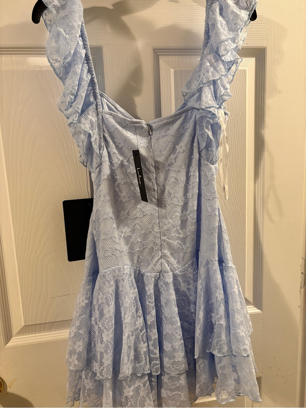 Lulu's Light Blue Lace Ruffle Mini Dress - Picture 4 of 5